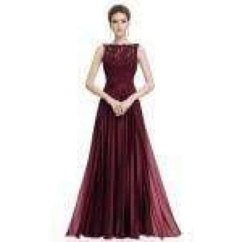 Planet Gates Burgundy / 4 / China Bridesmaid Dresses Ever-Pretty EP08352 Women's Cheap Sleeveless A-line Long Modest Elegant Party Dress with Appliques