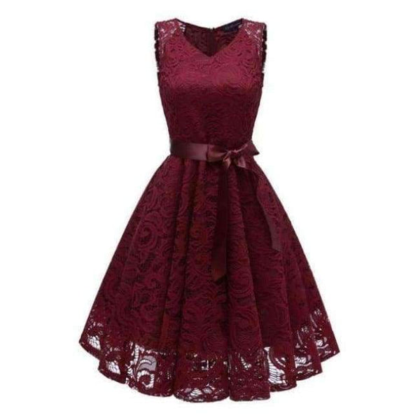 Planet Gates Burgundy / 4 Cocktail Dress 2018 Women Knee Length Formal Gown V Neck Cocktail Party Dresses Vestido Coquetel With Sash