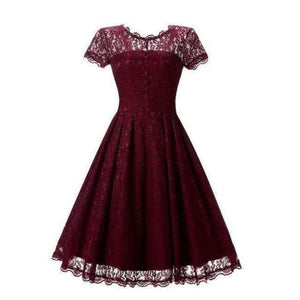 Planet Gates Burgundy / 4 Cocktail Dresses A-Line Scoop Neckline lace Elegant Summer Women 2018 Short Vestidos Sexy Women button Cocktail Dresses