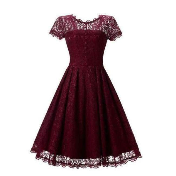 Planet Gates Burgundy / 4 Cocktail Dresses A-Line Scoop Neckline lace Elegant Summer Women 2018 Short Vestidos Sexy Women button Cocktail Dresses