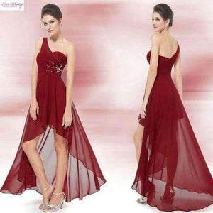 Planet Gates Burgundy / 4 Evening Dresses Ever-Pretty  Sexy One Shoulder Chiffon Fashion 2018 Fashion Vestidos Evening Dresses