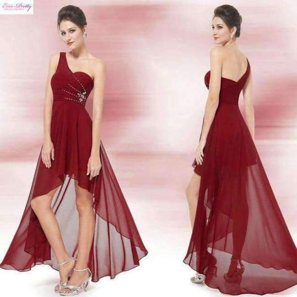 Planet Gates Burgundy / 4 Evening Dresses Ever-Pretty  Sexy One Shoulder Chiffon Fashion 2018 Fashion Vestidos Evening Dresses