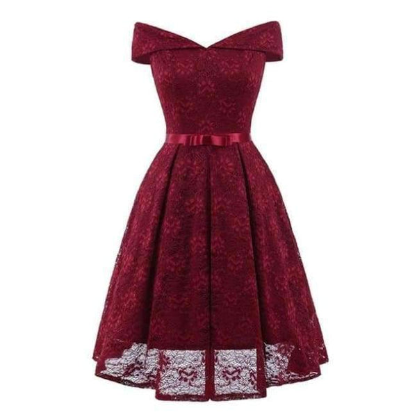 Planet Gates Burgundy / 4 Party Dress 2018 Women Elegant A-Line Short Cocktail Dresses Keen Length Burgundy Lady Off the Shoulder Prom Dress