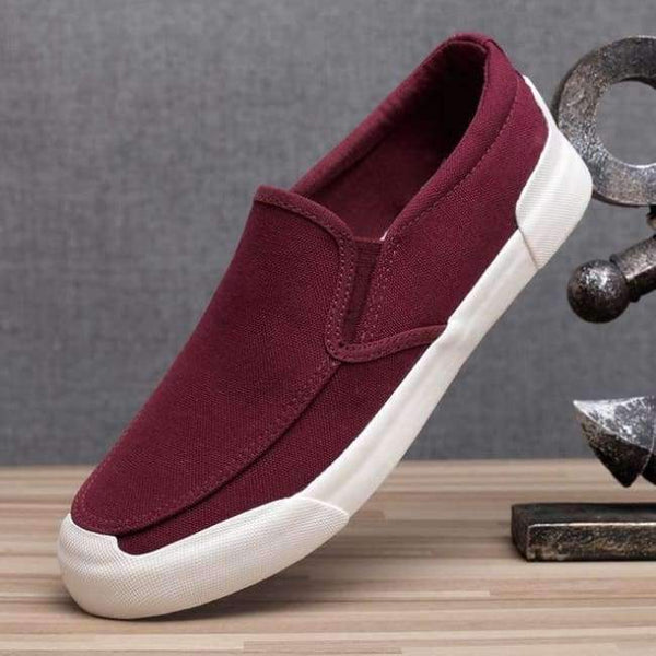 Planet Gates Burgundy / 6.5 Monstceler Brand New Men's Canvas Loafers Shoes Breathable Fashion Men's Vulcanized Shoes M7833