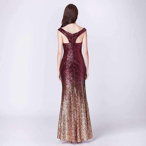 Planet Gates Burgundy / 6 Evening Dress Long Sparkle 2018 New V-Neck Women Elegant EB29998 Sequin Mermaid Maxi Evening Party Gown Dress abendkleider 2018