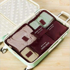 Planet Gates Burgundy 6 pcs Home Storage Bag Organization Polyester Packing Cube Travel Bags Clothes Closet Divider Tidy Drawer Handbag Laptop Bag