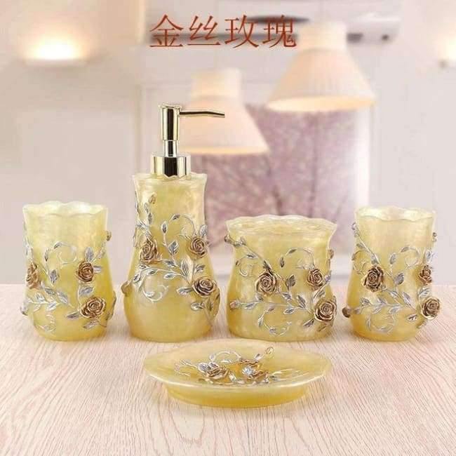 Planet Gates White Fashion bathroom supplies resin set of five pieces wash bath tubs Europe type bath products toothpaste receive a suit