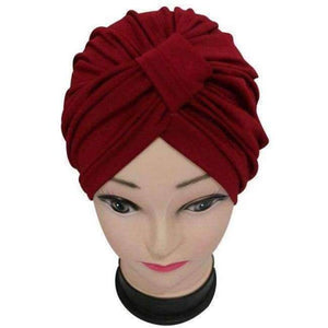 Planet Gates Burgundy Free Shipping 2018 New Fashion Black Burgundy  Navy Solid Color Soft Modal Indian Turban Hats Cap For Women