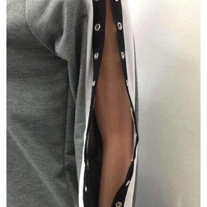 Planet Gates Burgundy / L Autumn new fashion Ladies Striped suits with Button Casual Pullover Top Women Sets Female Clothes Split pants QZ2436