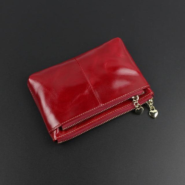 Planet Gates Burgundy Leather Wallets Coin With Zipper Solid Women Wallet Genuine Cow Leather Small Luxury Brand Female Purse Fashion