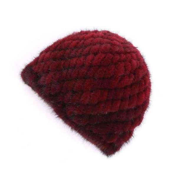 Planet Gates burgundy / One Size 2018 Winter Women's Hat Beanies Real Mink Fur Knitted Winter Hats for Women Natural Genuine Fur Caps Gorros Mujer Invierno