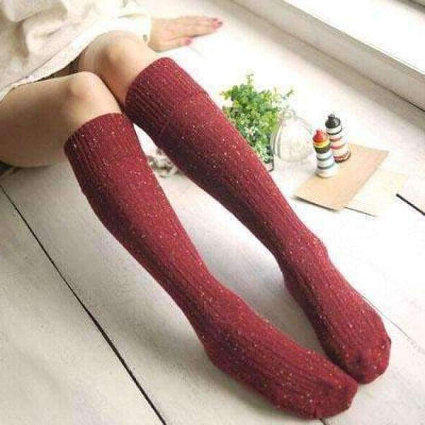 Planet Gates Burgundy / One Size 2pair Warm Winter Stockings Thigh High Knee Socks Long Women Stockings Tights Medias Sexy Lady Girls Female Stockings
