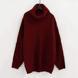 Planet Gates Burgundy / One Size Casual Korean Pullover Sweater Knitted Winter Turtleneck Women Jumper White Oversized Sweater Loose Long Pull Femme 2018