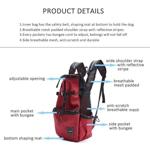 Planet Gates burgundy / S Dog Bag Carrier Pet Dog Backpack for Large Medium Small Dogs Breathable Travel Dog Carriers for Riding Hiking S-XL