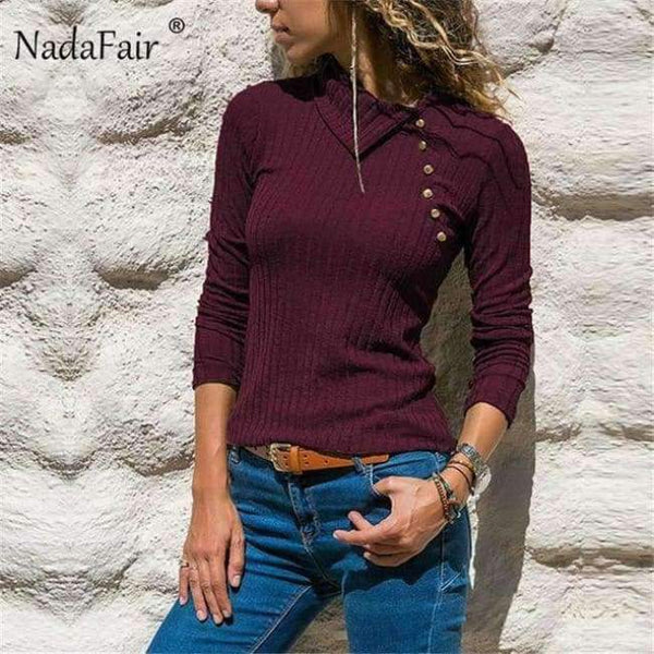Planet Gates Burgundy / S Fashion Long Sleeve Casual Sweater Women Autumn Winter Knitted Wrap Pullovers Female Warm Jumpers Basic Sweaters
