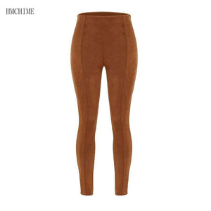 Planet Gates Burgundy / S Suede fabric elastic waist legging autumn winter package hip pure color beading pants with zipper ladies trousers ZB-D019