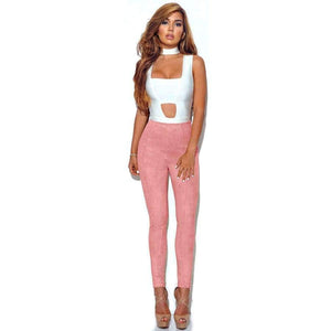 Planet Gates Burgundy / S Suede fabric elastic waist legging autumn winter package hip pure color beading pants with zipper ladies trousers ZB-D019