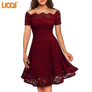Planet Gates Burgundy / S Vintage Dress 2018 Short Sleeve a-Line Off Shoulder Dresses Elegant Embroidery Evening Party Dress Christmas Vestidos