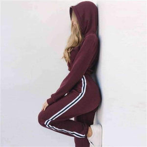 Planet Gates Burgundy / S Women Two Piece Set Hoodies Sweatshirt and Pant Female Casual Fitness Sportswear Set  Fall 2 Piece Set Crop Top