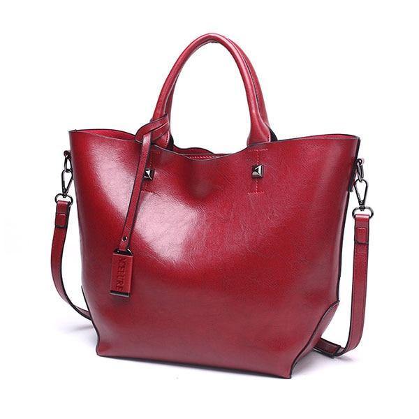 Planet Gates burgundy Women Bucket Bag Oil Wax Women Leather Handbags Big Tote Famous Brands High Capacity Female Shoulder Bag Crossbody Bag
