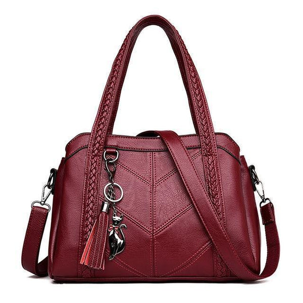 Planet Gates Burgundy Women Handbag Genuine Leather Tote Bags Tassel Luxury Women Shoulder Bags Ladies Leather Handbags Women Fashion Bags 2018