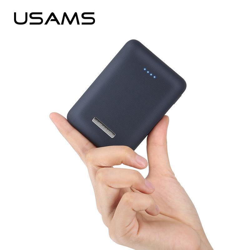 Planet Gates Business Black USAMS Ultra-mini Light 10000mah Power Bank Dual USB Portable Powerbank 5V 2A Fast Phone External Battery for iPhone X~5 Samsung