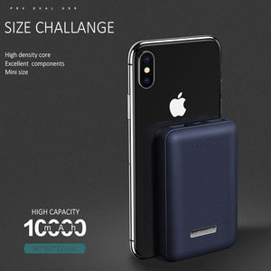 Planet Gates Business Black USAMS Ultra-mini Light 10000mah Power Bank Dual USB Portable Powerbank 5V 2A Fast Phone External Battery for iPhone X~5 Samsung