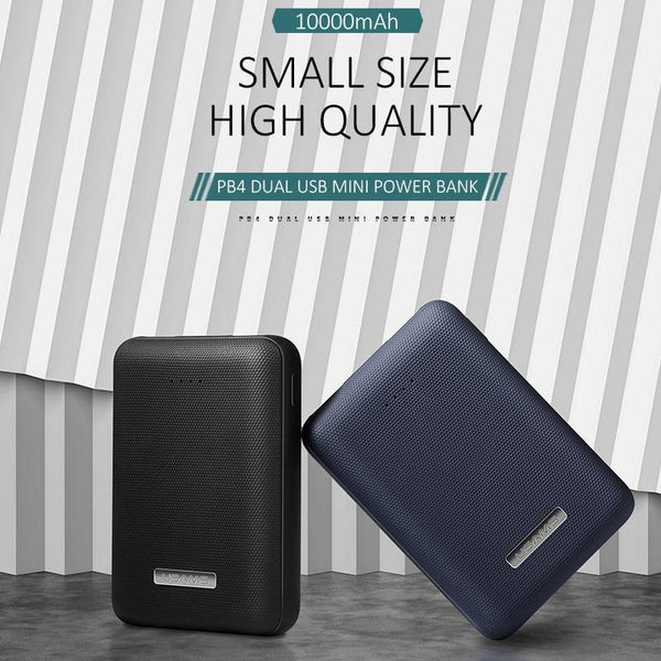 Planet Gates Business Black USAMS Ultra-mini Light 10000mah Power Bank Dual USB Portable Powerbank 5V 2A Fast Phone External Battery for iPhone X~5 Samsung
