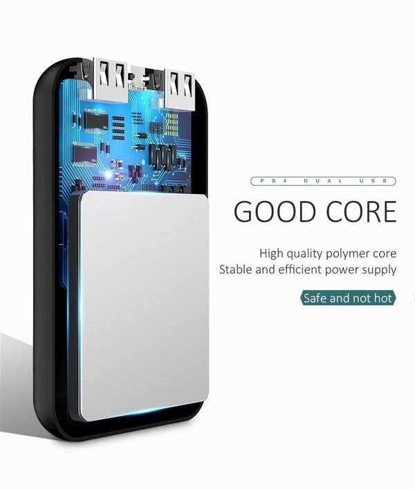 Planet Gates Business Black USAMS Ultra-mini Light 10000mah Power Bank Dual USB Portable Powerbank 5V 2A Fast Phone External Battery for iPhone X~5 Samsung
