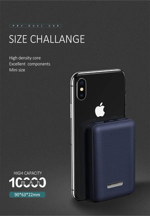 Planet Gates Business Black USAMS Ultra-mini Light 10000mah Power Bank Dual USB Portable Powerbank 5V 2A Fast Phone External Battery for iPhone X~5 Samsung