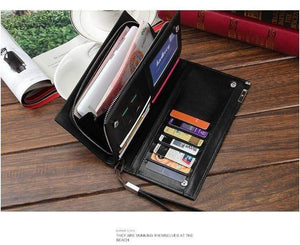 Planet Gates Business Men's Wallets Solid PU Leather Long Wallet Portable Cash Purses Casual Standard Wallets Male Clutch Bag