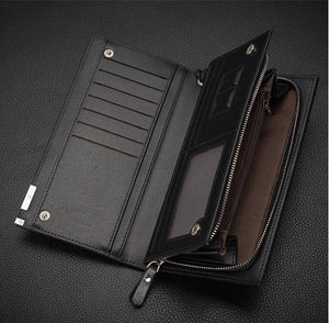 Planet Gates Business Men's Wallets Solid PU Leather Long Wallet Portable Cash Purses Casual Standard Wallets Male Clutch Bag