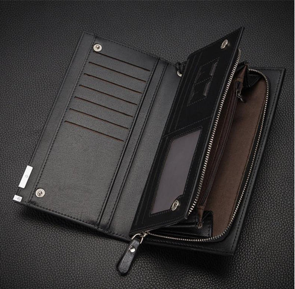 Planet Gates Business Men's Wallets Solid PU Leather Long Wallet Portable Cash Purses Casual Standard Wallets Male Clutch Bag