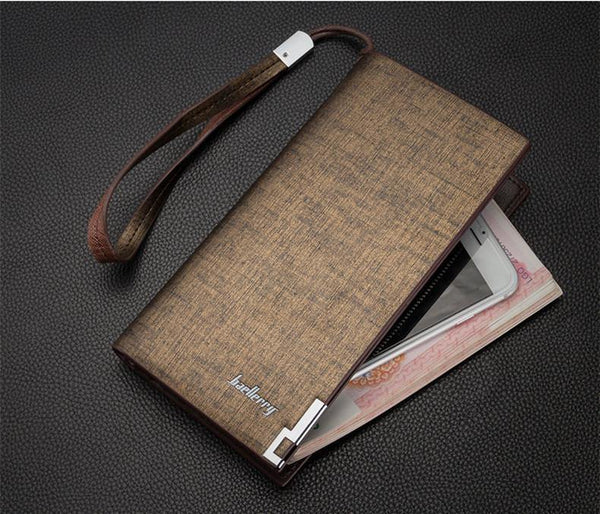 Planet Gates Business Men's Wallets Solid PU Leather Long Wallet Portable Cash Purses Casual Standard Wallets Male Clutch Bag