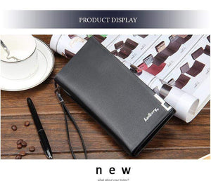 Planet Gates Business Men's Wallets Solid PU Leather Long Wallet Portable Cash Purses Casual Standard Wallets Male Clutch Bag