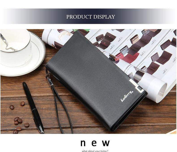 Planet Gates Business Men's Wallets Solid PU Leather Long Wallet Portable Cash Purses Casual Standard Wallets Male Clutch Bag