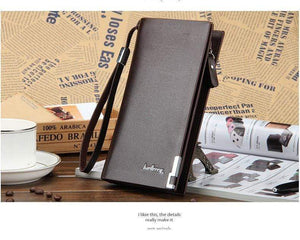 Planet Gates Business Men's Wallets Solid PU Leather Long Wallet Portable Cash Purses Casual Standard Wallets Male Clutch Bag