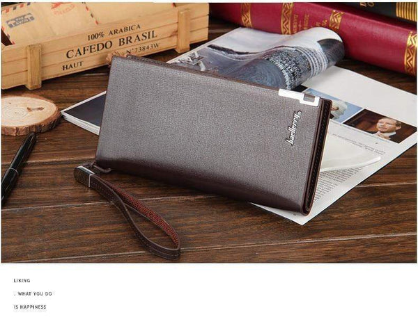 Planet Gates Business Men's Wallets Solid PU Leather Long Wallet Portable Cash Purses Casual Standard Wallets Male Clutch Bag