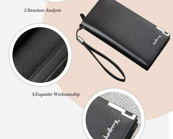 Planet Gates Business Men's Wallets Solid PU Leather Long Wallet Portable Cash Purses Casual Standard Wallets Male Clutch Bag