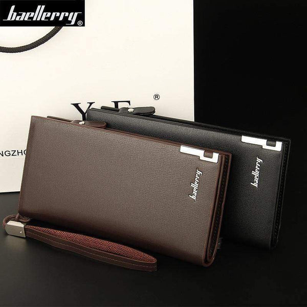 Planet Gates Business Men's Wallets Solid PU Leather Long Wallet Portable Cash Purses Casual Standard Wallets Male Clutch Bag
