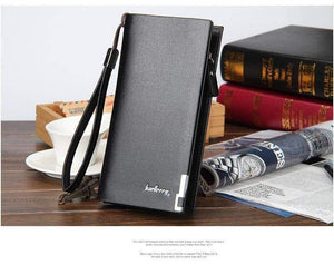 Planet Gates Business Men's Wallets Solid PU Leather Long Wallet Portable Cash Purses Casual Standard Wallets Male Clutch Bag