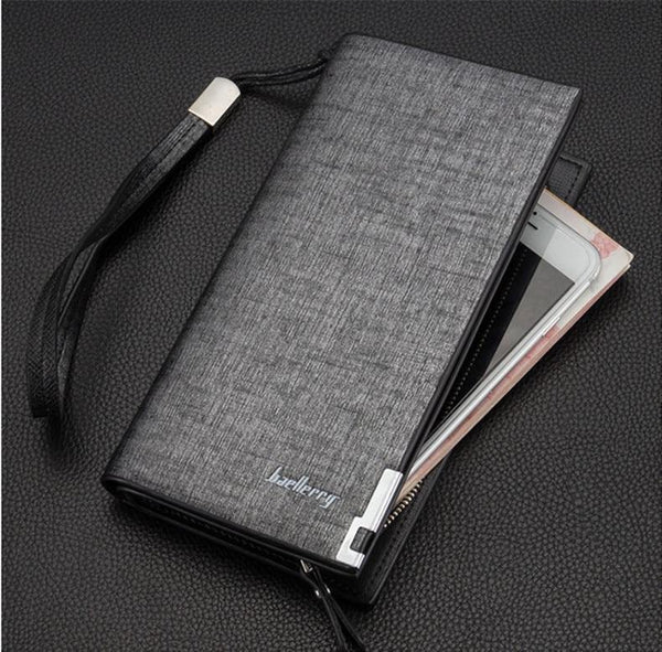 Planet Gates Business Men's Wallets Solid PU Leather Long Wallet Portable Cash Purses Casual Standard Wallets Male Clutch Bag