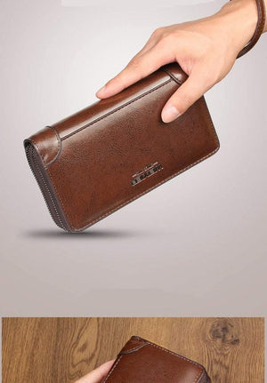 Planet Gates Business Men Wallet Long PU Leather Cell Phone Clutch Wallet Purse Hand Bag Top Zipper Large Wallet Card Holders