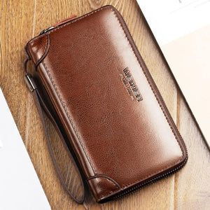 Planet Gates Business Men Wallet Long PU Leather Cell Phone Clutch Wallet Purse Hand Bag Top Zipper Large Wallet Card Holders