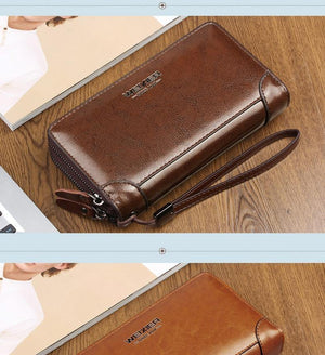 Planet Gates Business Men Wallet Long PU Leather Cell Phone Clutch Wallet Purse Hand Bag Top Zipper Large Wallet Card Holders