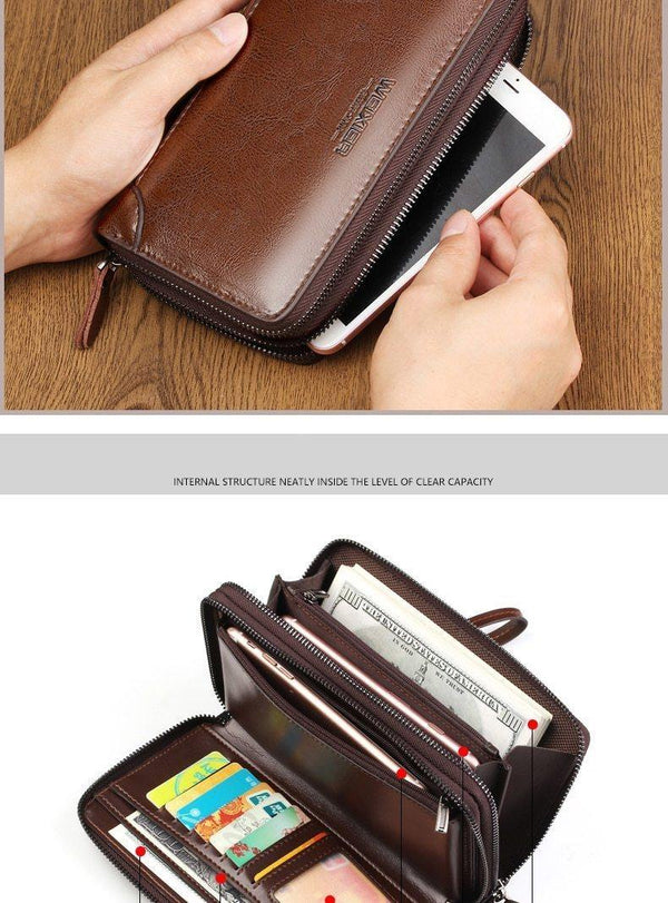 Planet Gates Business Men Wallet Long PU Leather Cell Phone Clutch Wallet Purse Hand Bag Top Zipper Large Wallet Card Holders