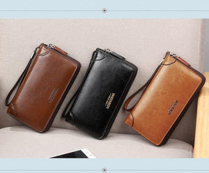 Planet Gates Business Men Wallet Long PU Leather Cell Phone Clutch Wallet Purse Hand Bag Top Zipper Large Wallet Card Holders
