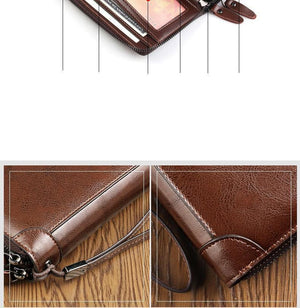 Planet Gates Business Men Wallet Long PU Leather Cell Phone Clutch Wallet Purse Hand Bag Top Zipper Large Wallet Card Holders