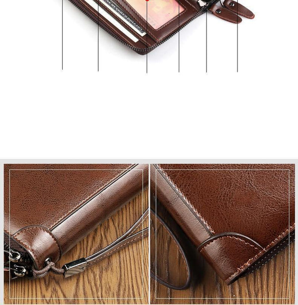 Planet Gates Business Men Wallet Long PU Leather Cell Phone Clutch Wallet Purse Hand Bag Top Zipper Large Wallet Card Holders