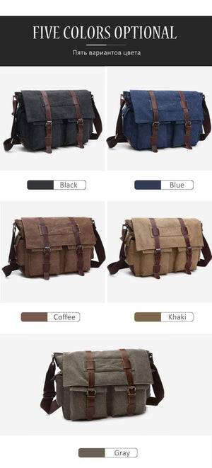 Planet Gates Business Messenger Bags For Men Student A++ Canvas Crossbody Shoulder Pack Retro Solid Casual Office Travel Bag